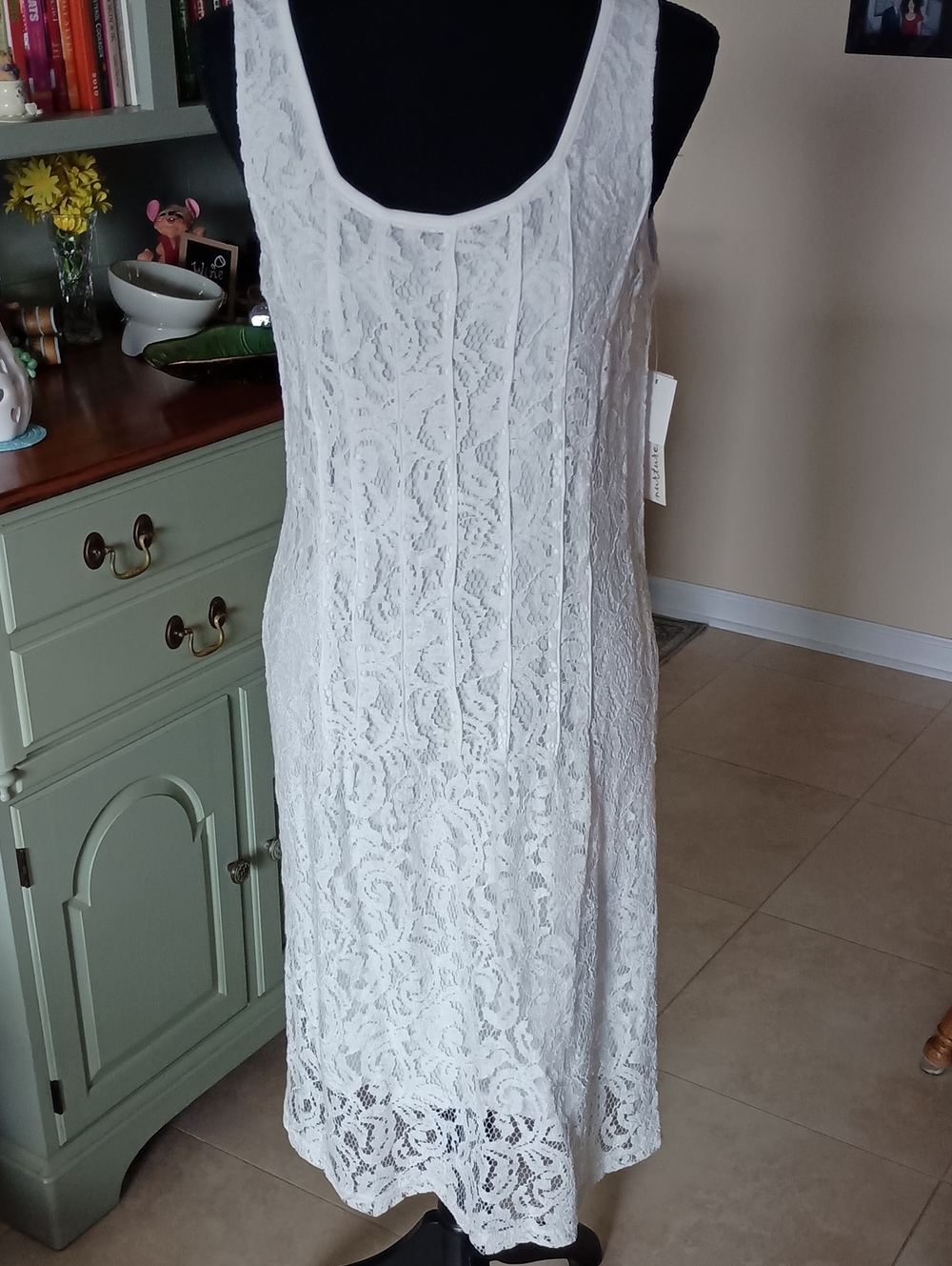 Nurture by Lamaze White Lace Sleeveless Midi Dress